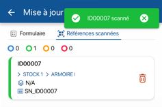 Mise à jour rapide - Validation du scan de la référence