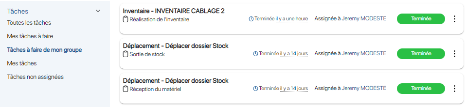 Gestion des tâches attribuées sur K inventory logiciel de gestion de stock