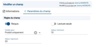 Modification d'un champ