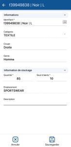 Mobile - Modifier une variante ou un lot