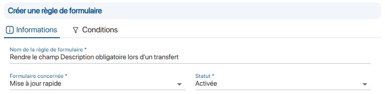 Creation - Make the Description field mandatory - information