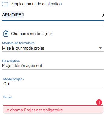 Modification - Form rule Dynamic display of project field - Verification
