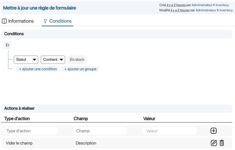 Modification - Empty the Description field after a transfer - Conditions