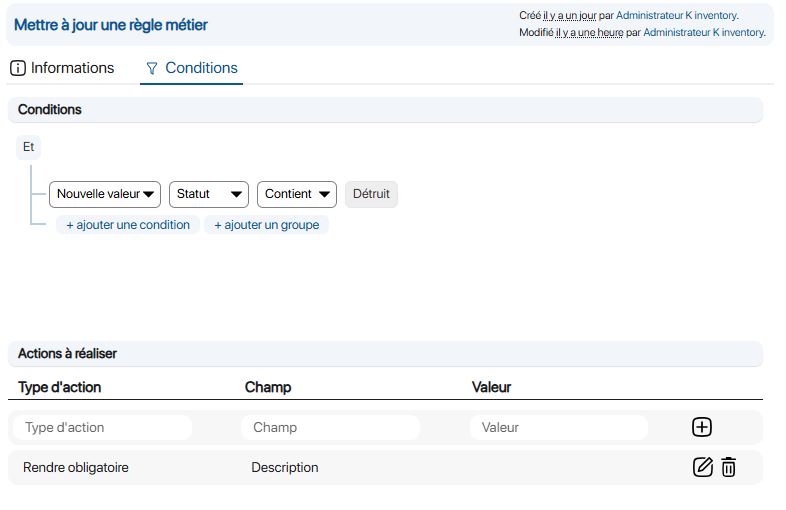 Modify - Make the Description field mandatory if the Status value is Destroyed - Conditions