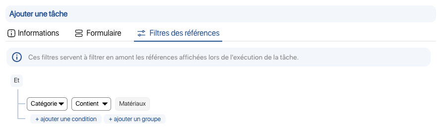 filtrer les références