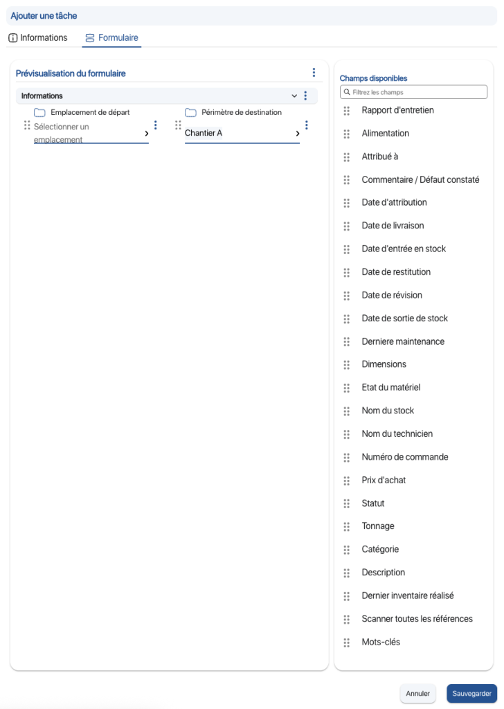 customized intervention task form