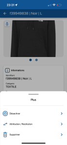 Mobile - suppression variante ou lot