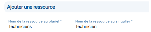 Nom du nouveau type de ressource