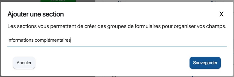 Créer une nouvelle section