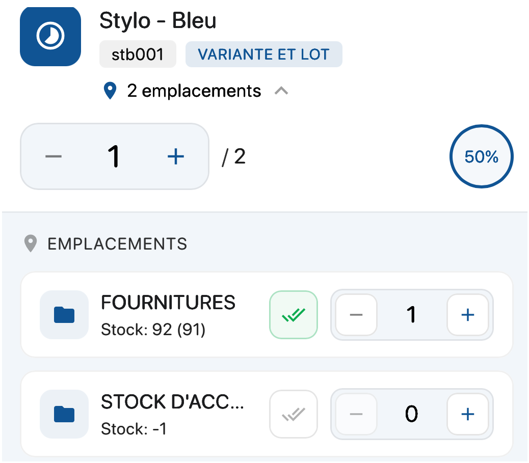 Liste des emplacements mobile