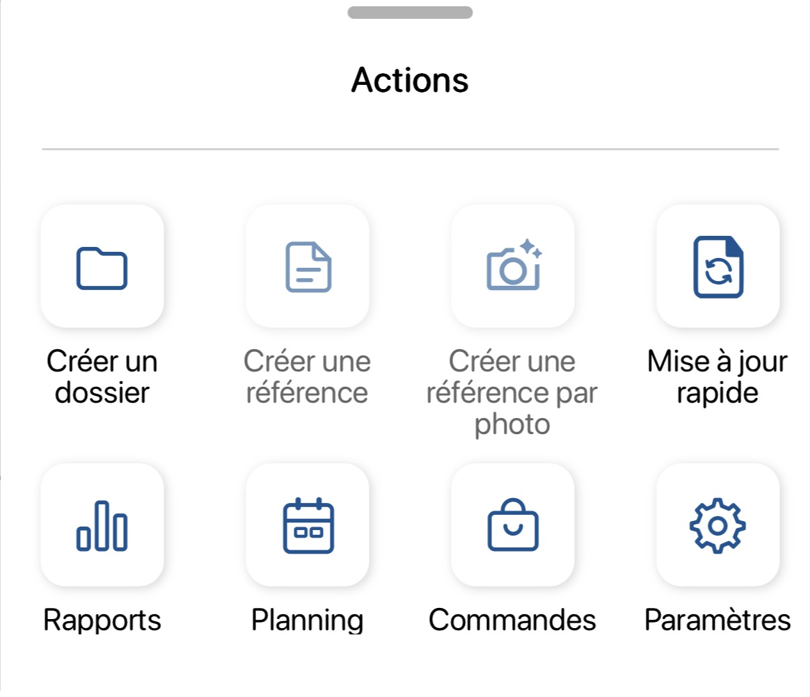 Menu mobile commandes clients