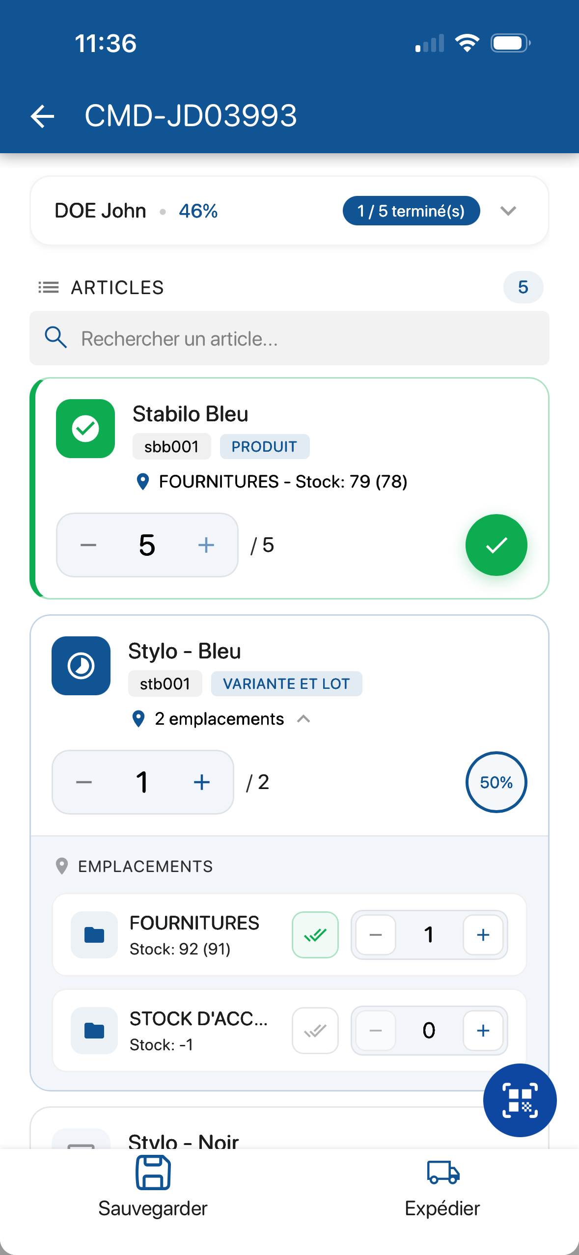 Préparation d'une commande client
