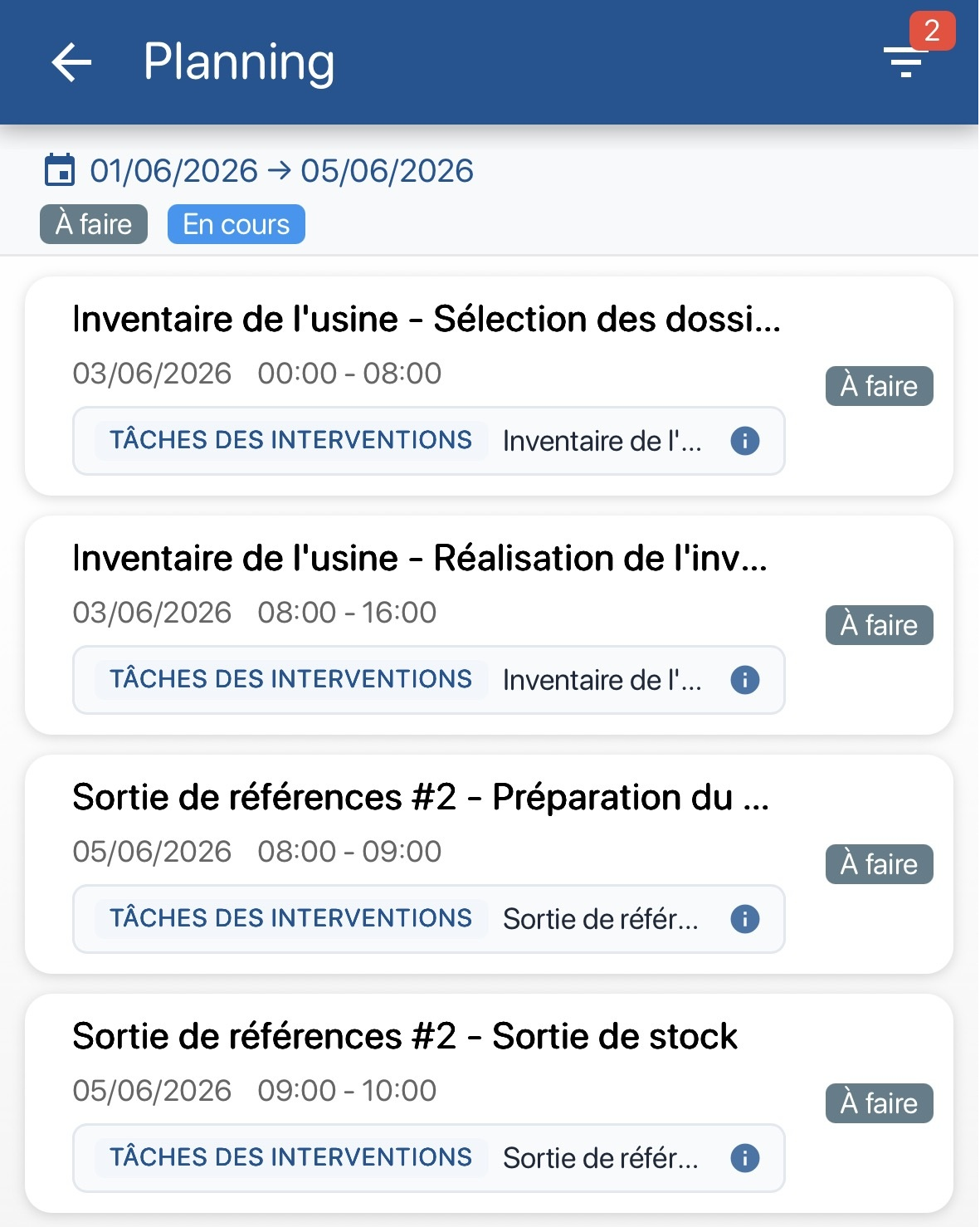 Mobile - Résultat de la recherche des évènement