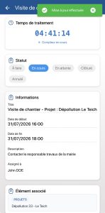 Modifier un évènement du planning de K inventory